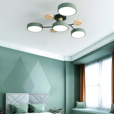 Contemporary Round Iron LED Semi-Flush Chandelier