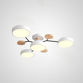 Contemporary Round Iron LED Semi-Flush Chandelier