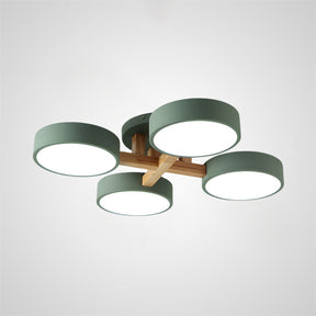 Modern Iron Wood LED Bedroom Ceiling Light