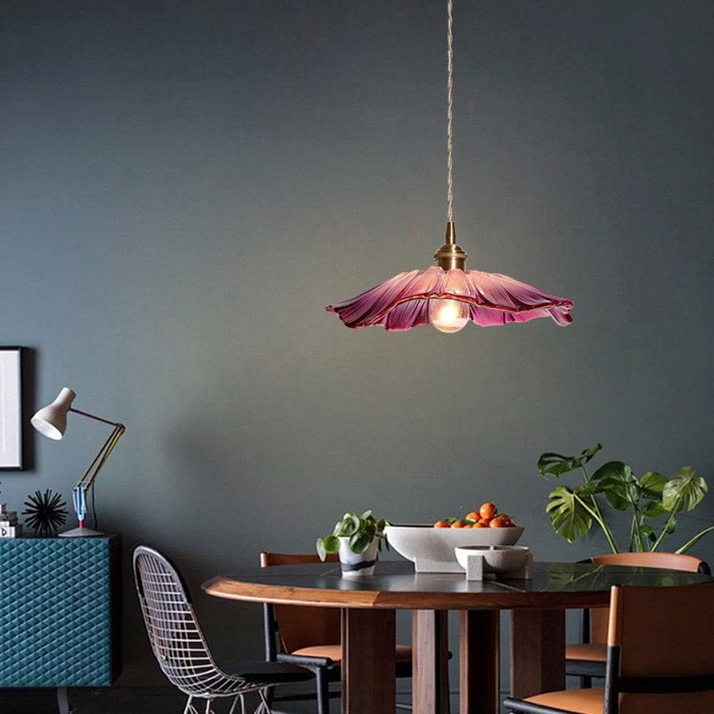 Retro Flower Shape Glass Pendant Light For Dining Room