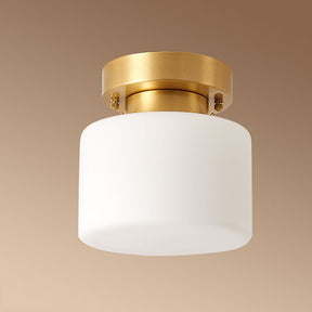 Minimalistische messing witte semi-flush plafondlamp