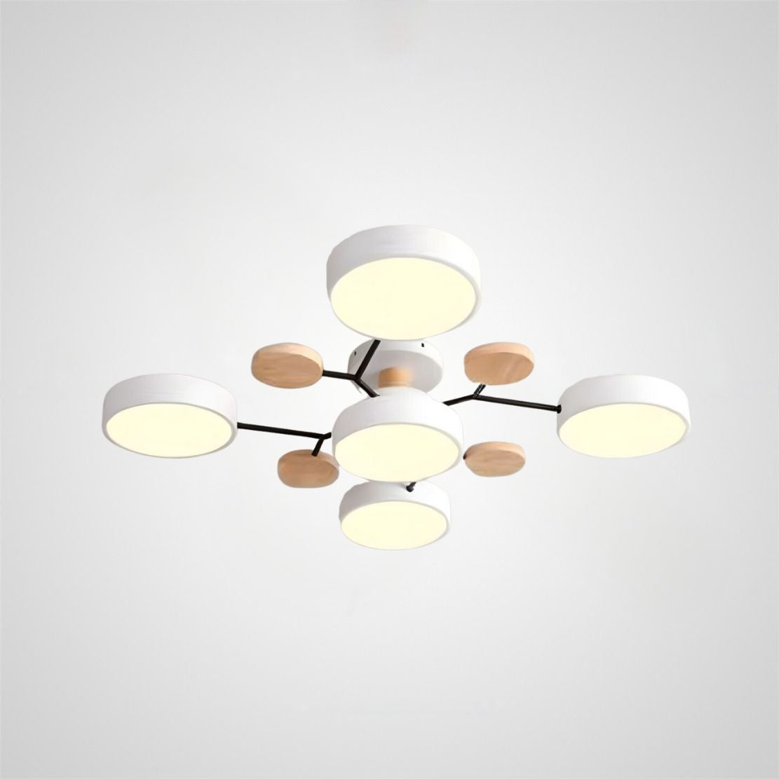 Contemporary Round Iron LED Semi-Flush Chandelier