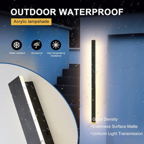 Modern Industrial Long Acrylic Black LED Outdoor Wall Lights