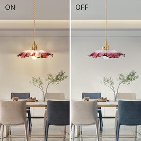 Retro Flower Shape Glass Pendant Light For Dining Room