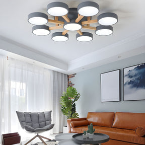 Modern Iron Wood LED Bedroom Ceiling Light