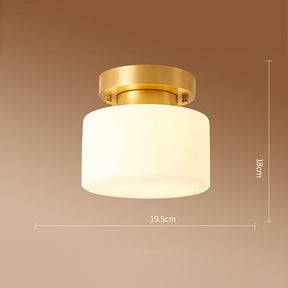 Minimalistische messing witte semi-flush plafondlamp