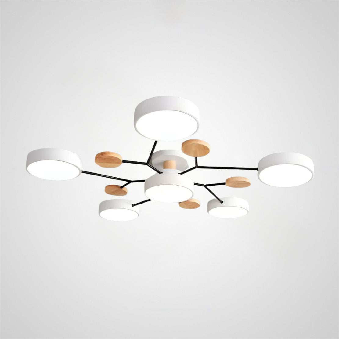 Contemporary Round Iron LED Semi-Flush Chandelier