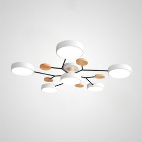 Contemporary Round Iron LED Semi-Flush Chandelier