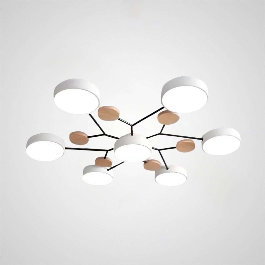 Contemporary Round Iron LED Semi-Flush Chandelier