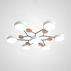 Contemporary Round Iron LED Semi-Flush Chandelier