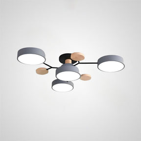 Contemporary Round Iron LED Semi-Flush Chandelier