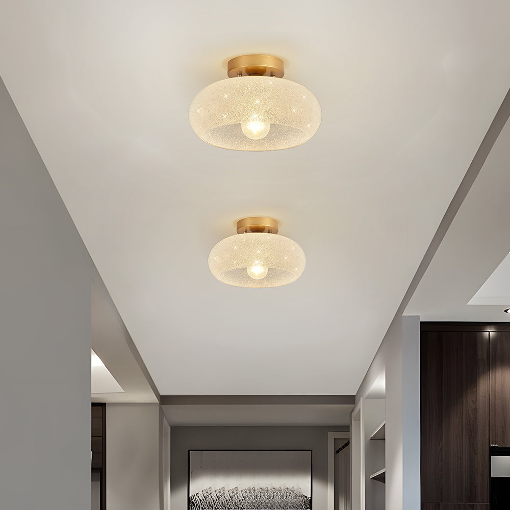 Modern Round Glass Living Room Semi Flush Ceiling Lights