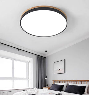 Wooden Round Shape Flush Ceiling Lights