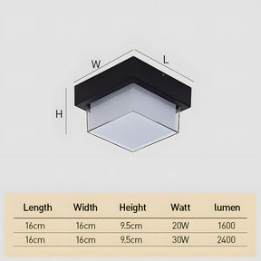 IP68 Outdoor Flush Mount  Black Patio Ceiling Light