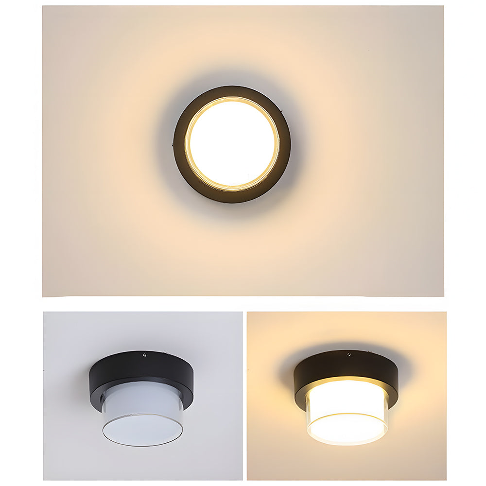 IP68 Outdoor Flush Mount  Black Patio Ceiling Light