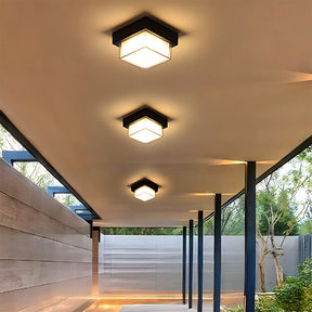 IP68 Outdoor Flush Mount  Black Patio Ceiling Light