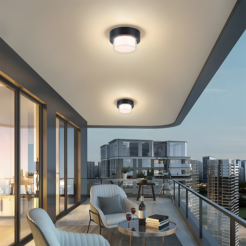 IP68 Outdoor Flush Mount  Black Patio Ceiling Light