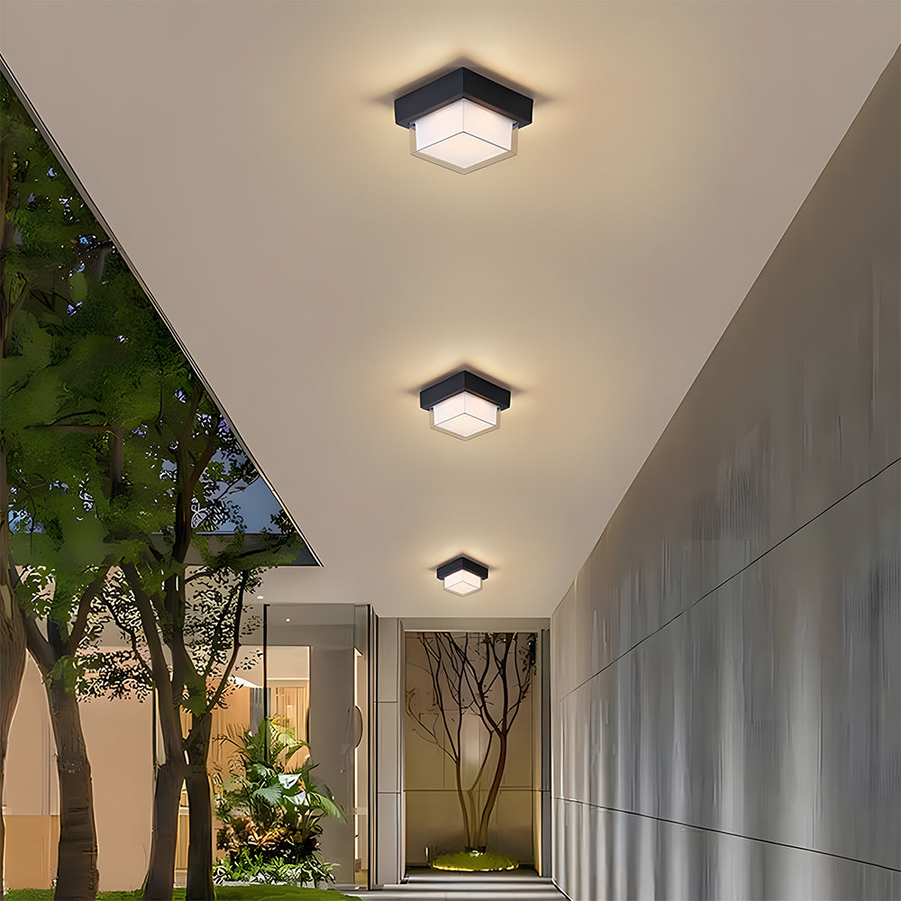 IP68 Outdoor Flush Mount  Black Patio Ceiling Light
