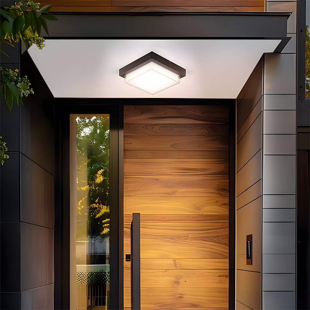 IP68 Outdoor Flush Mount  Black Patio Ceiling Light