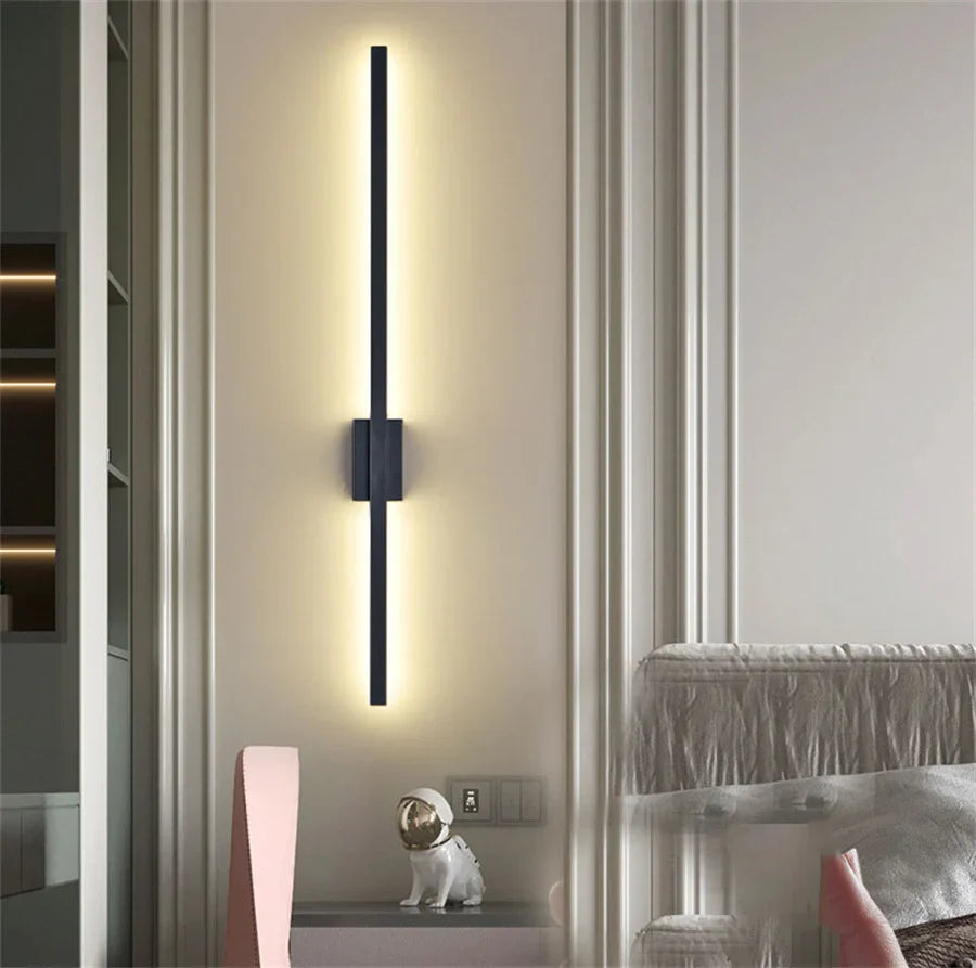 Industrial Minimalist Long LED Iron Wall Lights For Living Room