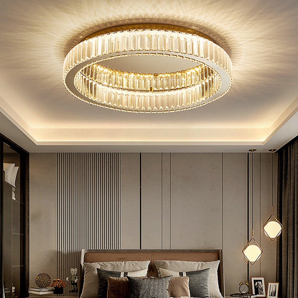 Round Crystal Ceiling Lights in Gold Color