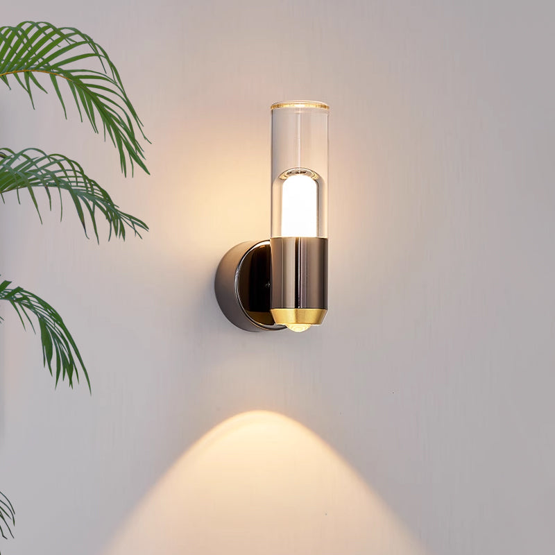 Clear Contemporary Cylinder Wall Lamp