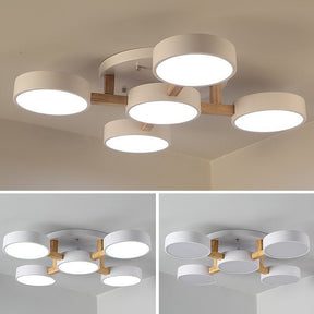 Modern Iron Wood LED Bedroom Ceiling Light