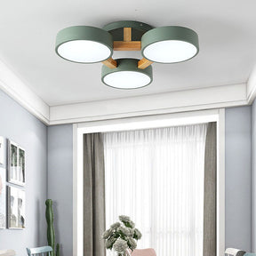 Modern Iron Wood LED Bedroom Ceiling Light