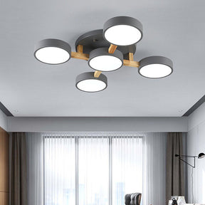 Modern Iron Wood LED Bedroom Ceiling Light