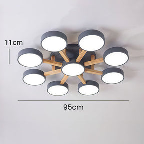 Modern Iron Wood LED Bedroom Ceiling Light