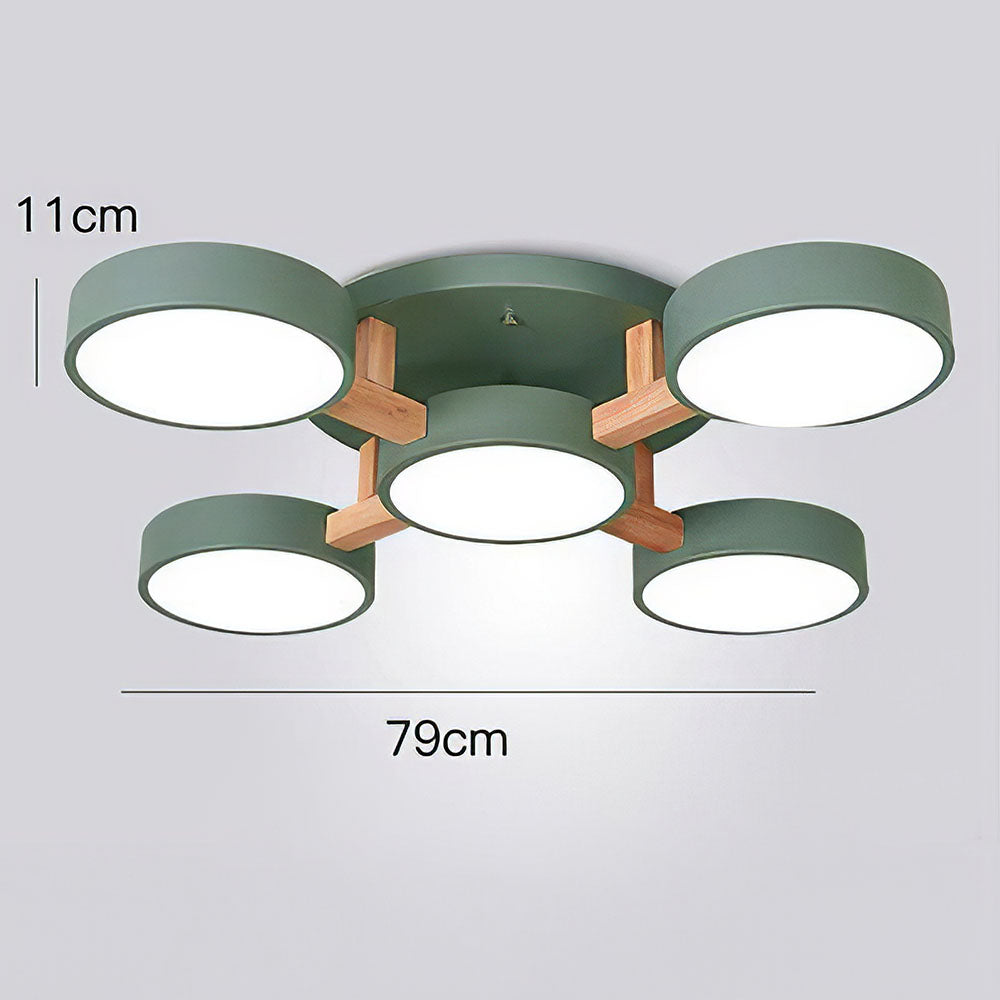 Modern Iron Wood LED Bedroom Ceiling Light