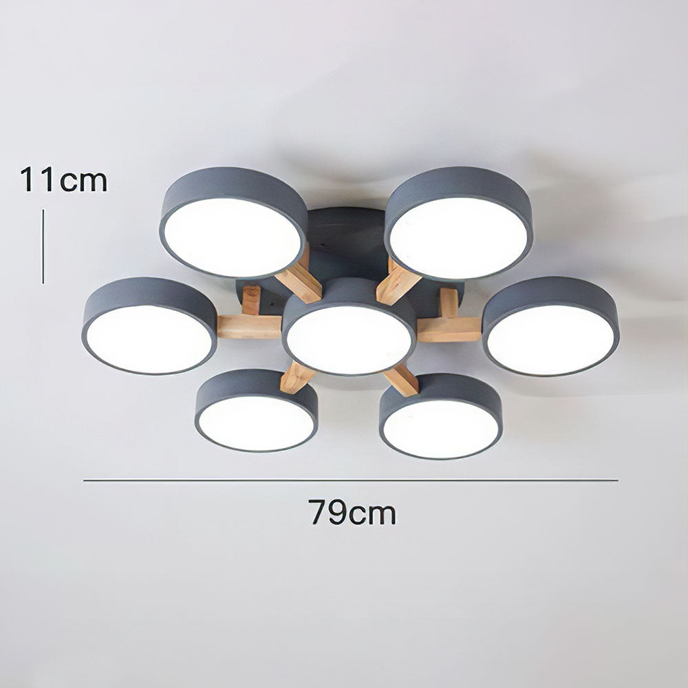 Modern Iron Wood LED Bedroom Ceiling Light