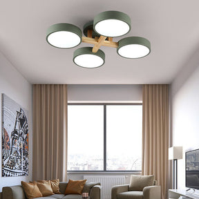 Modern Iron Wood LED Bedroom Ceiling Light