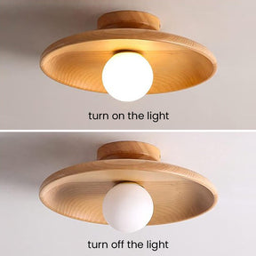 Nordic Wood Minimalist Round Hallway Ceiling Light