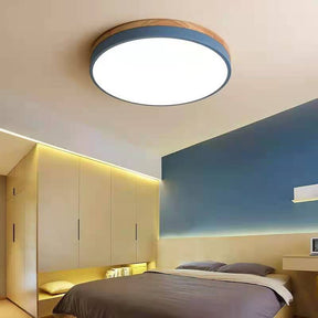 Wooden Round Shape Flush Ceiling Lights